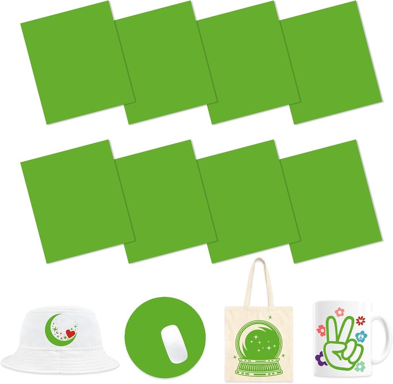 HTVSTD Green Sublimation Ink Transfer Sheets 8 Sheets 12'' x 10'' Solid Color Sublimation Paper Transfer Sheets for Mugs Tumblers DIY Transfer Paper - Image 1